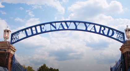 the navy yard entrance sign