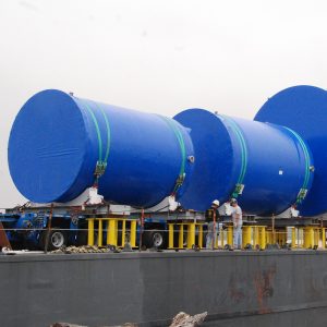 PCC Tanks being transported on ship yard