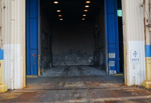 paint blasting work dock in a warehouse