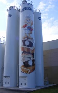 custom fabricated metal exterior tower with tastykake paint job
