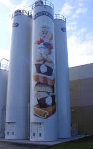 custom fabricated metal exterior tower with tastykake paint job